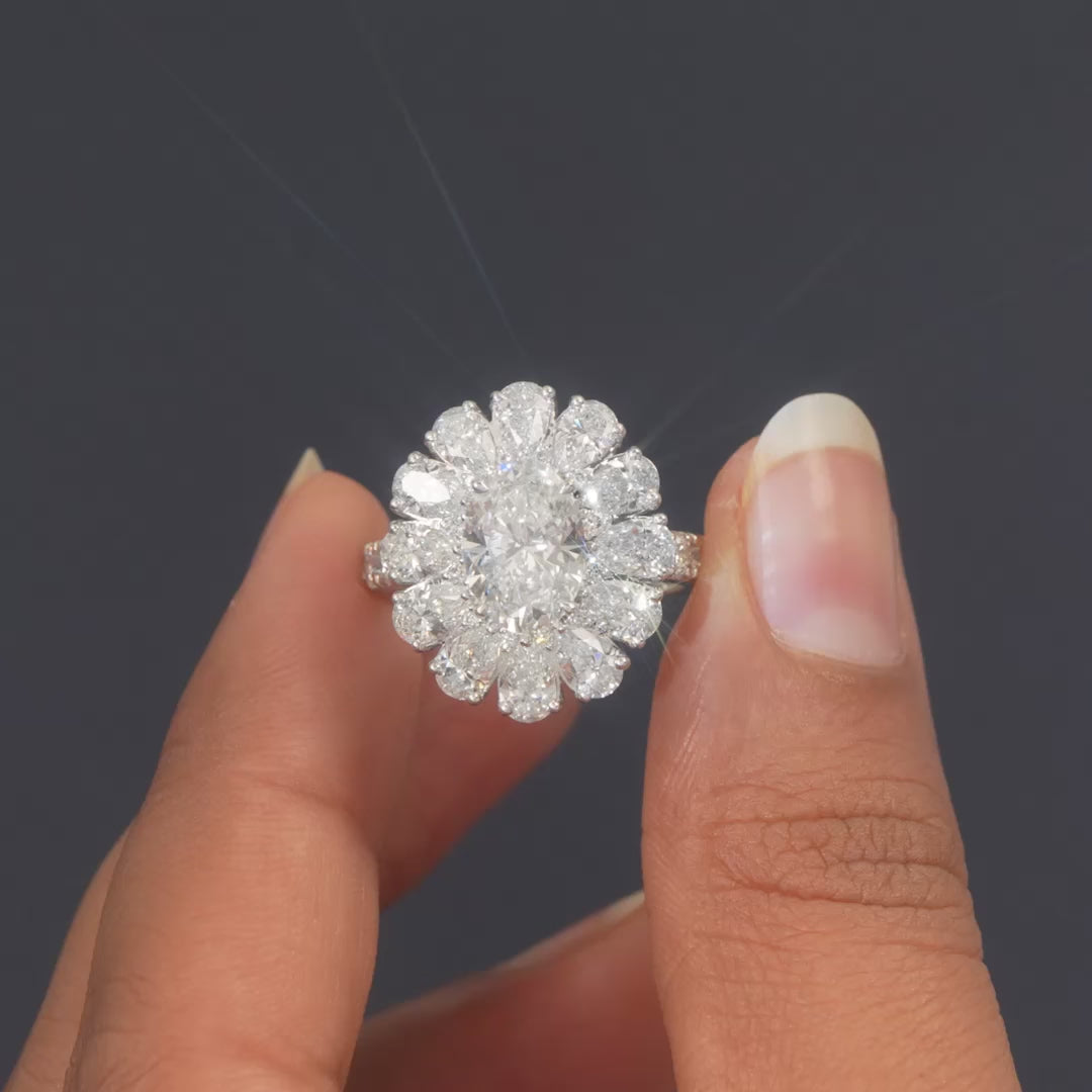 5.90 CT Oval Cut Halo Cocktail Ring