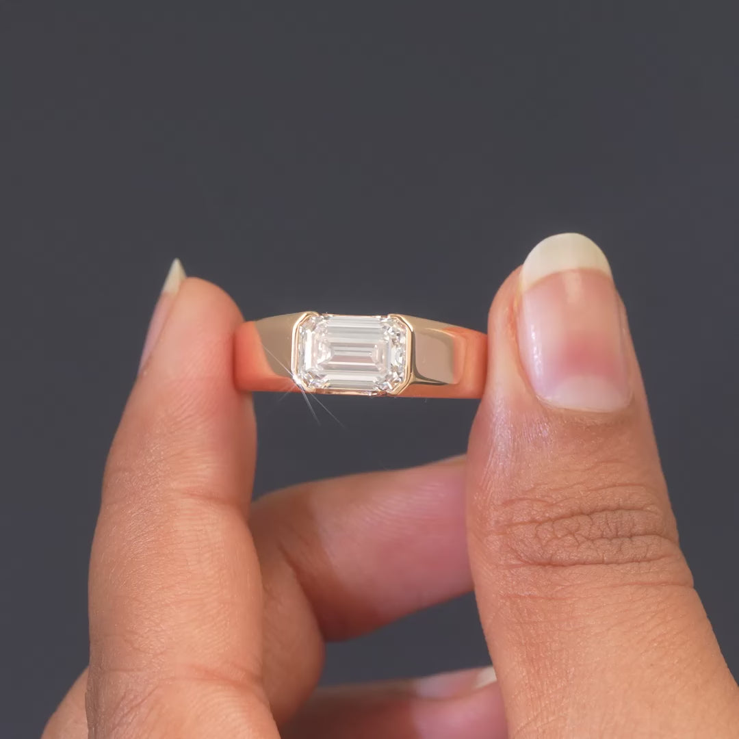 2.52 CT Emerald Cut East-West Signet Ring