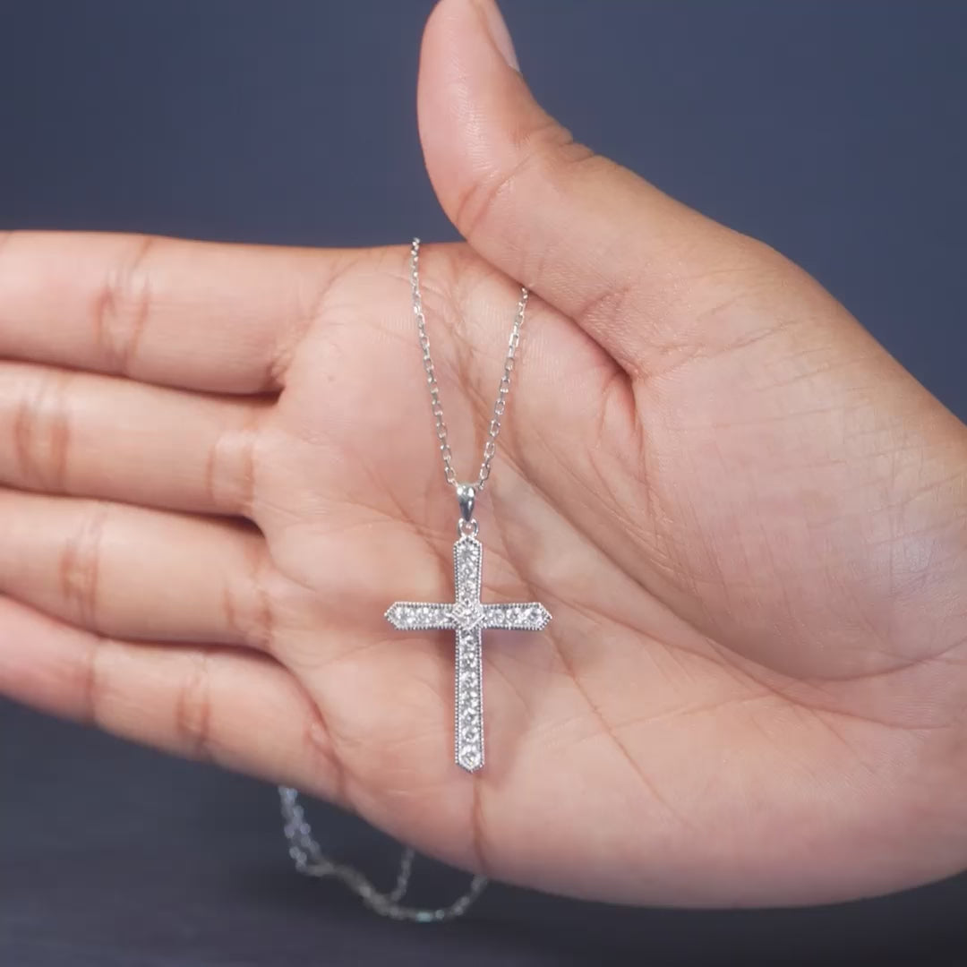 0.68 CT Princess & Round Cross Pendant
