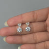 4.06 CT Heart & Round Cut Two Stone Drop Earrings