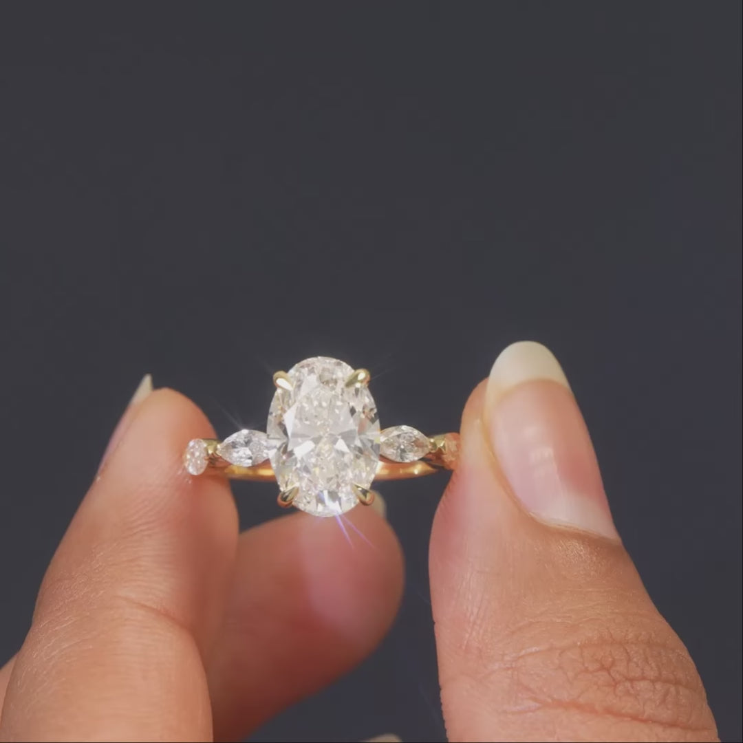 3.67 CT Oval Solitaire Accent Ring