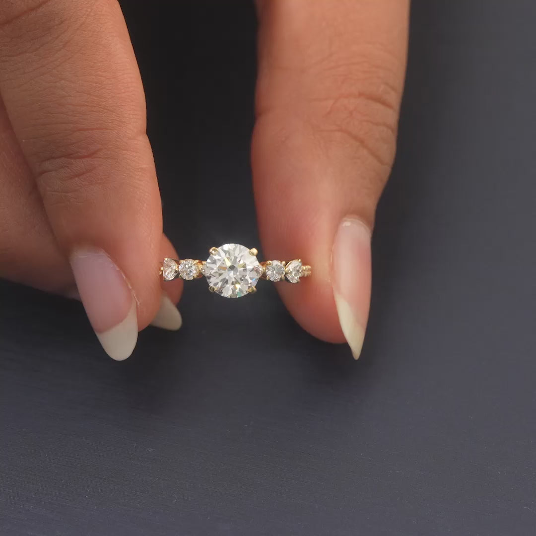 1.55 CT Round Brilliant Side Stone Ring