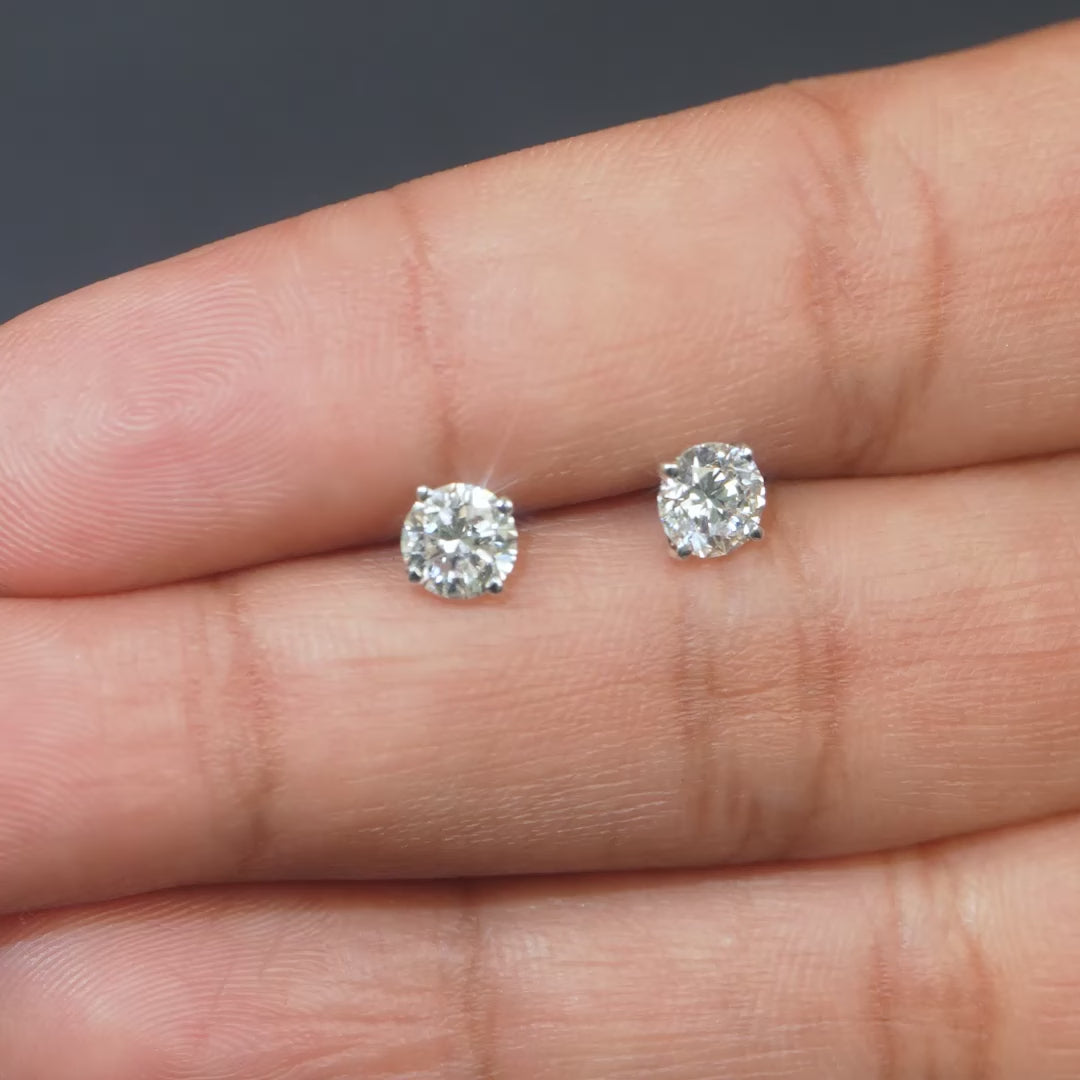1 CT Round Four-Prong Stud Earrings
