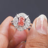 2.74 Radiant Cut Fancy Orange Pink Diamond Halo Ring
