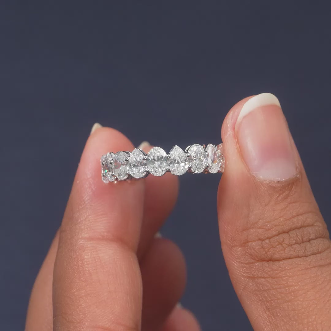 5 CT Oval & Pear Cut Half Eternity Ring