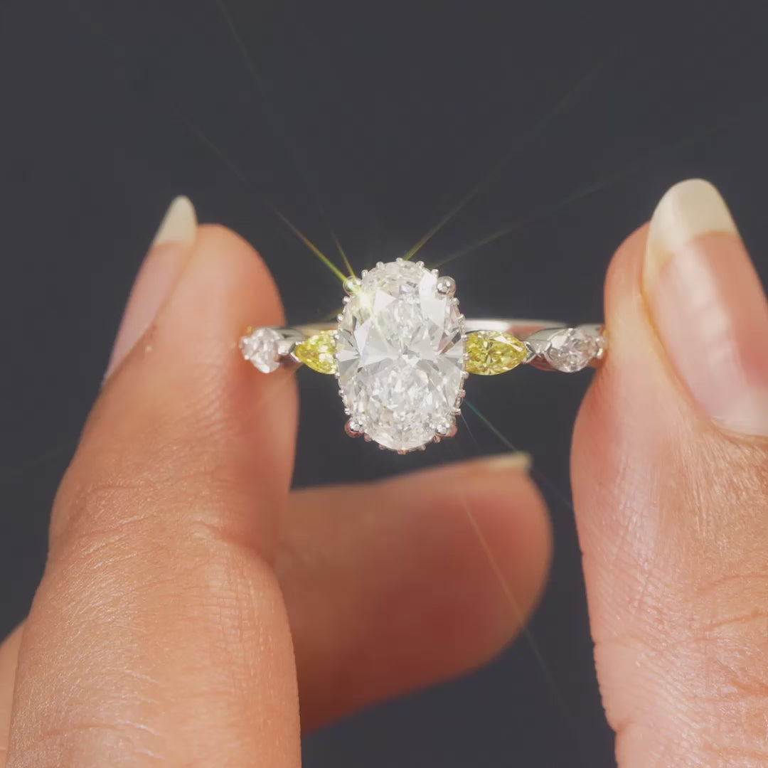 2.75 CT Oval Cut Side Stone Ring