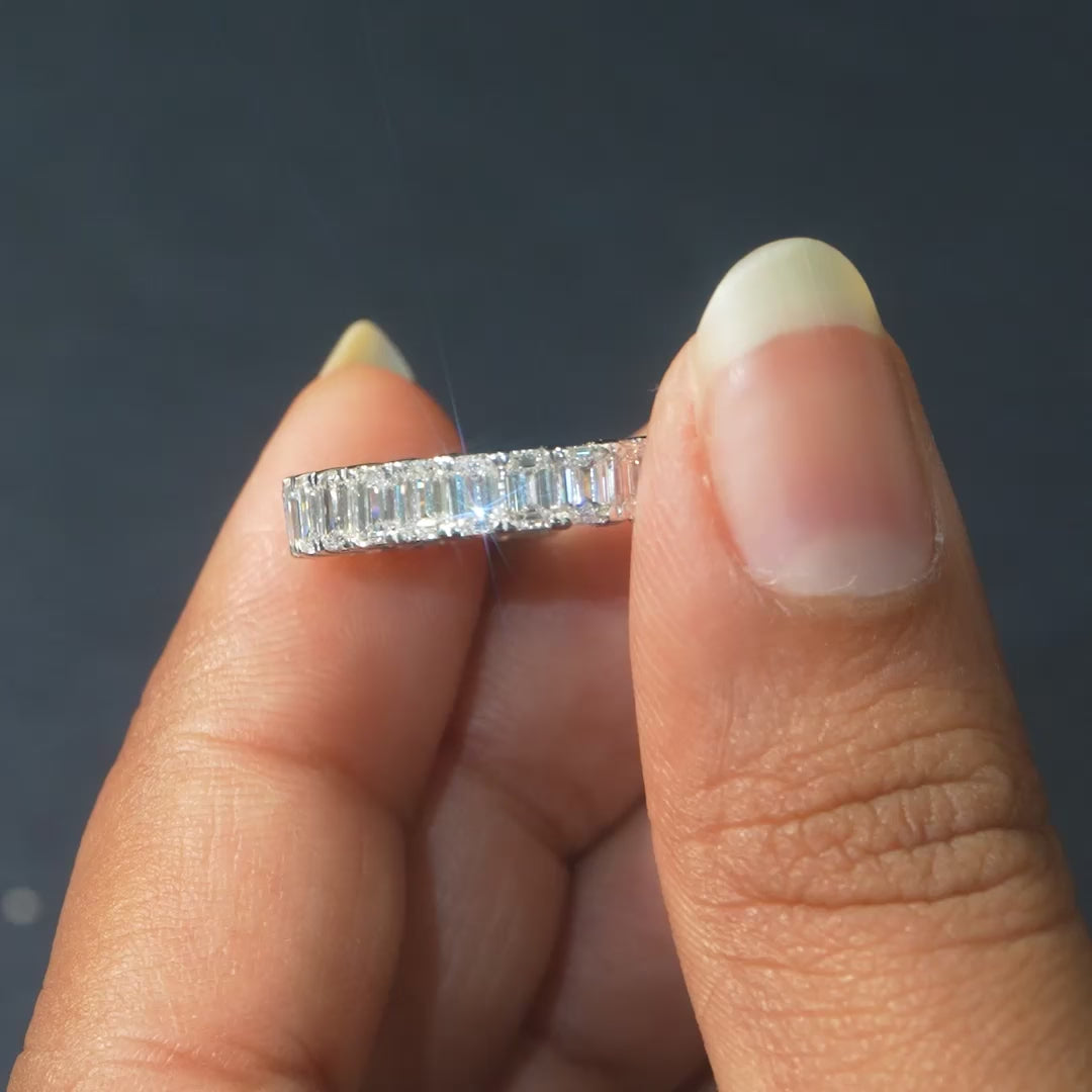 3.10 CT Emerald Cut Half Eternity Band