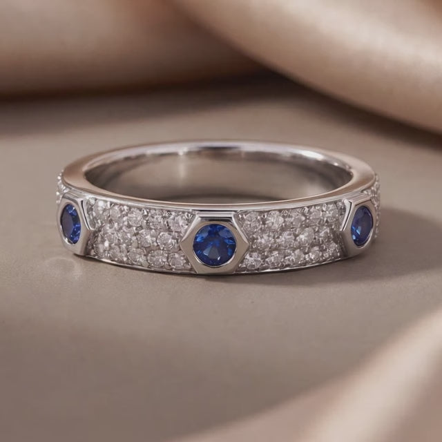 0.67 CT Round Sapphire & Diamond Full Eternity Ring