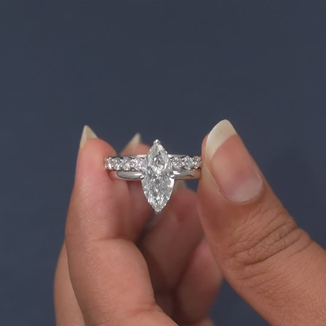 2.65 CT Marquise Solitaire Side Stones Ring