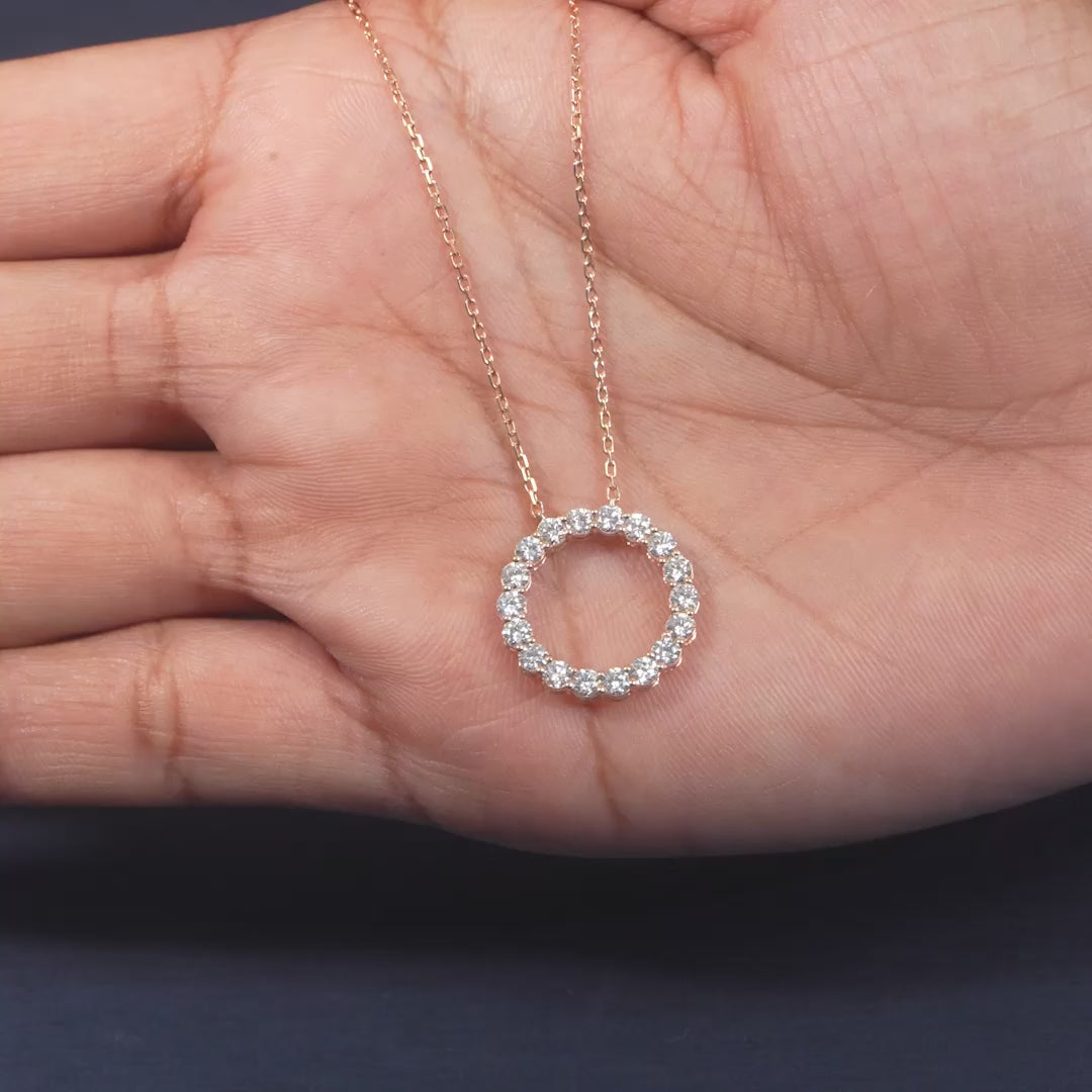 1 CT Round Cut Circle Pendant,