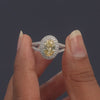 2.77 CT Oval Cut Double Halo Yellow Diamond Ring