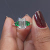 2.71 CT Emerald Cut & Taper Emerald Three Stone Ring