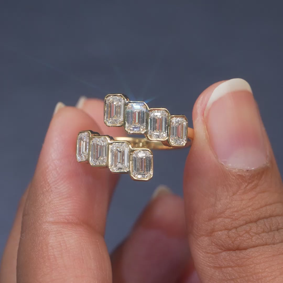2.43 CT Emerald-Cut Open Ring