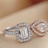 0.77 CT Emerald & Pear Halo Open Ring