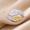 5.72 CT Pear Cut Bypass White & Yellow Diamonds Ring