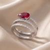 1.89 CT Ruby & Diamond Pear-Shaped Triple-Wrap Coil Ring