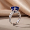 6.89 CT Cushion Blue Sapphire Solitaire Ring