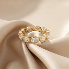 2.16 CT East-West Oval Bezel Diamond Full Eternity Ring