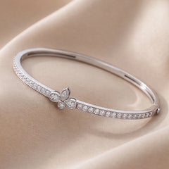 1.39 CT Diamond Floral Motif Half-Eternity Bangle