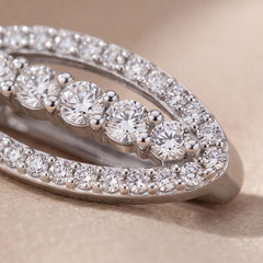 0.65 CT Diamond Graduated Pavé Oval Huggie Earrings