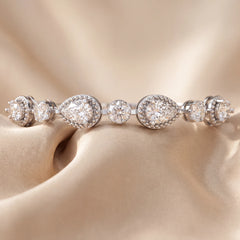 Pear Diamond Halo & Cluster Station Bangle
