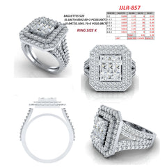 1.79 CT Baguette Cut Cluster Double Halo Ring