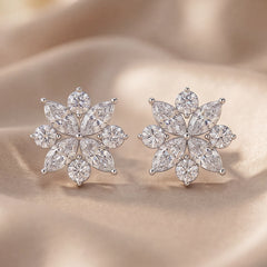 3.67 CT Marquise & Round Diamond Cluster Studs