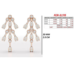 0.46 CT Diamond Cascade Teardrop Cluster Drop Earrings,