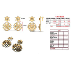 2.34 CT Diamond Honeycomb Drop Earrings