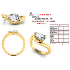 1.08 CT Pear Cut Solitaire Wave Ring