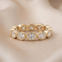 2.16 CT East-West Oval Bezel Diamond Full Eternity Ring