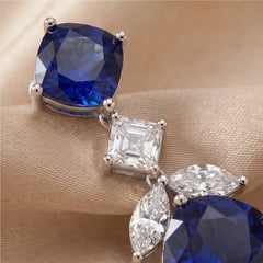 8.4 CT Cushion Sapphire Drop Earrings