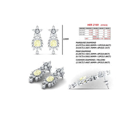 9.55 CT Yellow Cushion Diamond Chandelier Drop Earrings
