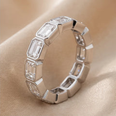 4.20 CT East-West Emerald-cut Diamond Full Eternity Ring
