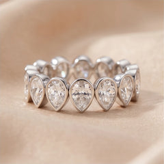 4.20 CT Pear Bezel Diamond Full Eternity Ring