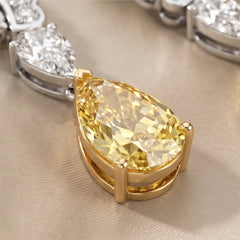 8.51 CT Yellow Pear & Diamond Wing Drop Earrings