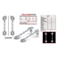 3.36 CT Pear Diamond Halo Linear Drop Earrings