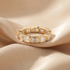 4.20 CT East-West Emerald-cut Diamond Full Eternity Ring