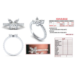 0.89 CT Marquise Cut Butterfly Pink Pavé Ring