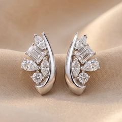 0.48 CT Multi Shape Diamond Cluster Wing Stud Earrings