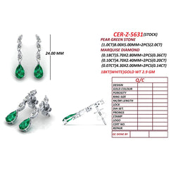 2.7 CT Pear Emerald & Marquise Diamond Drop Earrings