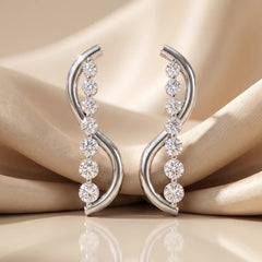 0.36 CT Graduated Diamond S-Curve Ear Climber Earrings