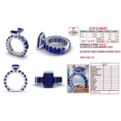 13.88 CT Sapphire Emerald-Cut Ring with Sapphire Shank