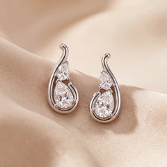 1.30 CT Double Pear Diamond Swirl Drop Earrings
