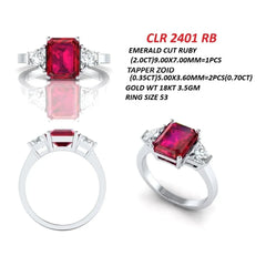 2 .70CT Ruby & Diamond Three-Stone Ring