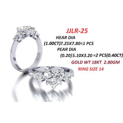1.4 CT Heart & Pear Three Stone Ring