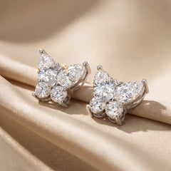 1.54 CT Pear & Round Butterfly Stud Earrings