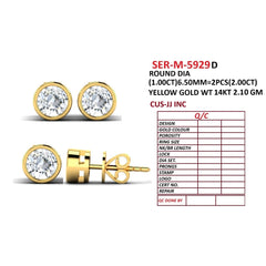 2.17 CT Round Cut Bezel Stud Earrings