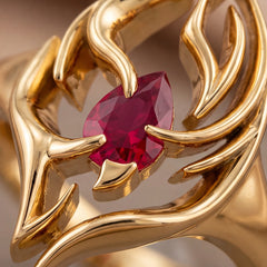 0.5 CT Pear Ruby Flame Sculptural Ring