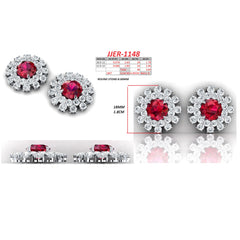 9.45 CT Oval-Cut Ruby & Diamond Halo Earrings